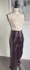 EXPRESS SHINY MODERN STRAIGHT SUPER HIGH RISE DRESS PANT DEEP PURPLE 4R NWT picture