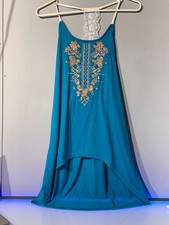 L & B Women's Hi/Lo Embroidered Boho Racer Back Dress, sz Small (B35) picture