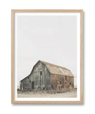 Rustic Barn Farmhouse Wall Art - Natural Oak Wood Frame, 12x16in Decor picture