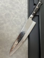 240mm 9.5in Gyuto Chef Knife Stainless Steel Hammered Tsuchime Ebony Wood Handle picture