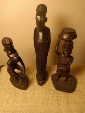 Carved Wood African Figurines, Set/3, African Folk Art picture