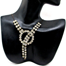 Vintage Signed Art Nouveau Deco Era Czechoslovakia Czech Glass Tassel Necklace picture
