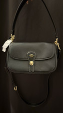 Coach Hadley Classic Black Shoulder Bag Turn Lock Gold Hardware Adjustable Strap picture