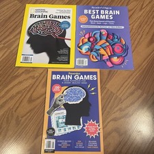 Lot Of 3 Brain Games Puzzle Books Fun Assortment Of Word, Math, Logic & Trivia picture