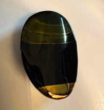 Vintage Modernist Smooth Brooch Black Green Gold Tone MCM Abstract Pin picture