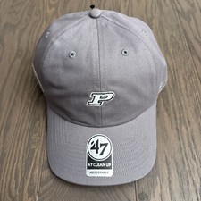 Purdue Boilermakers '47 Brand Clean Up Hat Mens Wolf Grey Strapback Dad Cap picture