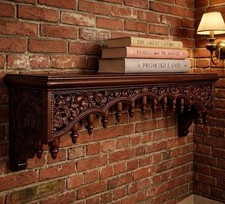 Ornate Hand Carved Wooden Wall Shelf  Antique Style Home Decor Gift Item picture