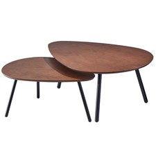 Adesso Set of Two Nesting Coffee Tables – Walnut Oak Veneer and Matte Blac picture