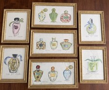 Kolene Spicher Set of 7 signed framed Lithographs Perfume Bottles Decor EXC picture