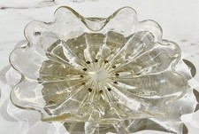 Formia Vetri di Murano Gold Fleck Art Glass Centerpiece Bowl 17x13 NOS Italy picture