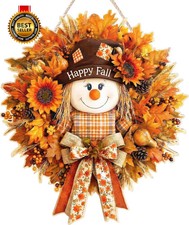 Fall Decorations for Home Wooden Fall Decor Scarecrow Door Wreath for Front... picture