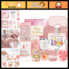 60th Birthday Gifts for Her - Spa Gift Basket & Cozy Blanket, 1966 Vintage Theme picture