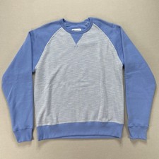 Champion Mens Powerblend Fleece Pullover Striped Crewneck Sweatshirt Blue Size M picture