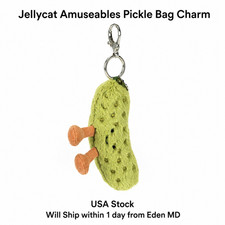 New Jellycat Amusables Pickle Bag Charm Keychain - NWT & Dust Bag picture