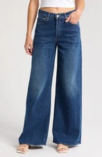 MOTHER Women's The Ditcher Roller Sneak Wide Leg Jeans Cannonball Blue Size 32 picture