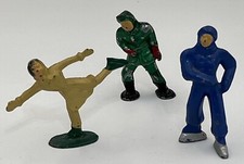 Vintage Barclay Lead Winter Scene Three Figures with Two Ice Skaters picture