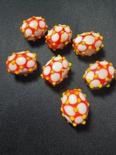 7 Unique Beads, fine Indian glasswork, (B562) ~18mm red picture