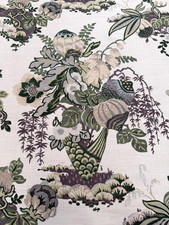 Thibaut/Anna French Curtain Fabric 'FAIRBANKS' 4 METRES  GREEN & WHITE - Linen picture