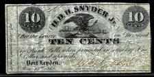 Nov 13, 1862 New York Port Leyden H D H Snyder Jr Civil War Era 10¢ Scrip Note picture