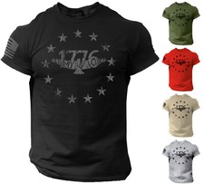 USA 1776 Distressed Men Patriotic T Shirt American Flag picture