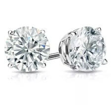 3 CTTW Lab Grown Diamond Stud Earrings Round E VS1 IGI 14K White Gold picture