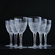 Bohemian Czech 6 oz (180 ml) Crystal Wine Glass Hand Cut Queen Lace, Set of 6 picture