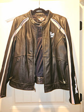 Harley-Davidson Women's Genuine Leather Jacket 2xl  Black/ Pink/White 2XL picture