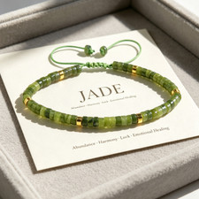 Genuine Jade Abundance Bracelet Emotional Healing Energy Flow Crystal Jewelry picture