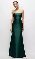 Alfred Sung Evergreen Strapless Satin Trumpet Gown Size 12 $269 D870 picture