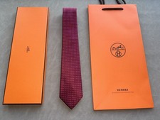 HERMÈS FACETTES H SILK TIE RED H PATTERN NWT ORIGINAL PACKAGING picture