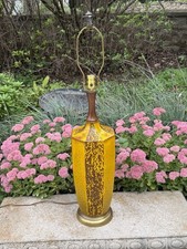 Mid Century Modern Vintage Ceramic Table Lamp Lava Drip Glaze picture