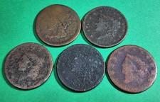 Lot of 5 - Braided Hair No Date/Cull Large Cents - see all photos picture