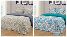 3Pc Reversible Quilt Set Bedspread Bedding Coverlet Set Floral King picture