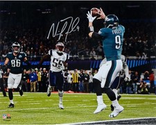 Nick Foles Eagles Super Bowl LII Champs Signed 16x20 Catching Touchdown Photo picture