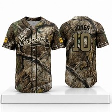 HOTNEWBraves Chipper Jones Realtree APX Fishing Night Printed Jersey 8/29 picture