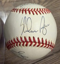No Hitter Signed Baseball Don Larsen, Nolan Ryan, Bob Feller ++ Legends COA picture