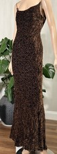 Vtg 90s Y2K Carmen Marc Valvo Brown Burnout Velvet Beaded Dress Silk Blend Sz 6 picture