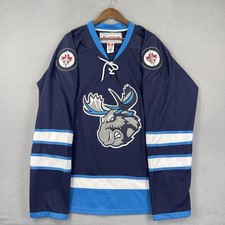 Manitoba Moose Hockey Jersey Men’s 54 XL Blue Winnipeg Jets CCM AHL Big Logo picture