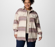Columbia Women's Calico Basin Shirt Jacket Plus Size 1X Chalk Vista Stripe NWT picture