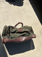 Vintage Orvis Battenkill Green Canvas 24x12x12 Duffel Bag Leather Trim Classic picture