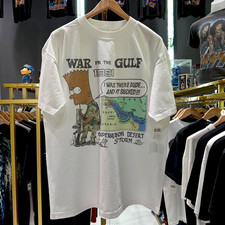 1991 Bootleg Bart Goes To War Aged T-Shirt White M picture