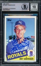 Bret Saberhagen Auto 1985 Topps RC 23 Royals Auto GM 10 