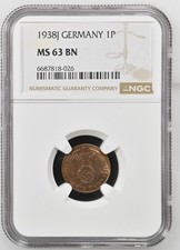 Germany 1 Pfennig 1938J NGC MS 63 BN picture