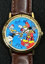 Vintage New Disney Band Leader Mickey Mouse Animated Musical Notes Watch DS-168 picture