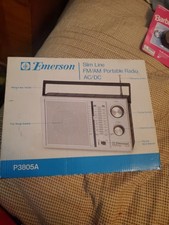 Vintage Emerson Slim Line AM/FM Portable Radio AC/DC P3807  Open Box. picture