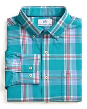 Southern Tide Intercoastal Shirt Mens LARGE Greenview Plaid Blue Green NEW $138 picture
