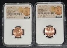 IN HAND 2025 P & D NGC MS68 Lincoln Shield 1c Cent 2 Coin Set RD LAST PENNY FDOI picture