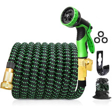 100ft Stronger Expandable Garden Hose Set 4-Layer Latex 10 Spray Nozzles Strong picture
