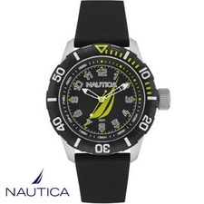 Nautica NAI08513G NSR 100 silver black Silicone Men's Watch NEW picture