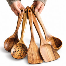 Acacia Wooden Kitchen Utensils Set 5 Piece Cooking Spoons Natural Wood picture